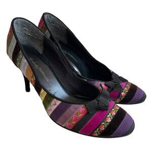 Beverly Feldman pumps striped ribbon